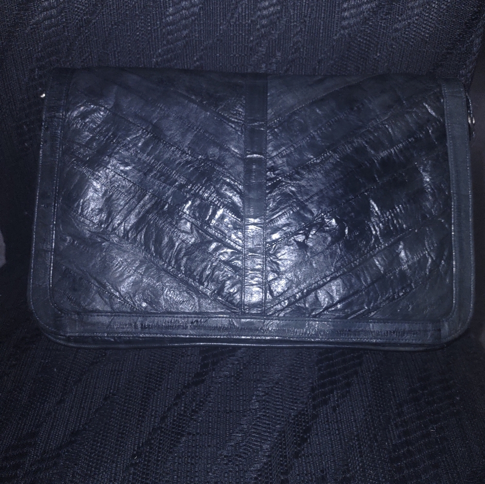 Eel Skin Blue Shoulder Bag